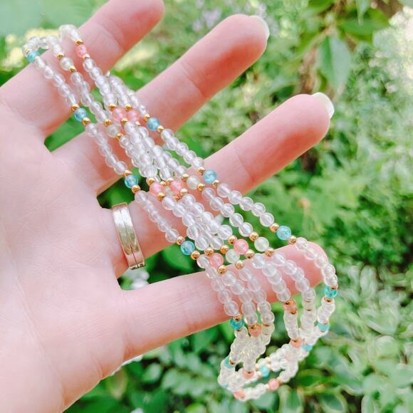 VTG 1960s Mid Century Necklace Multi Strand Pastel Beaded - Picture 11 of 11